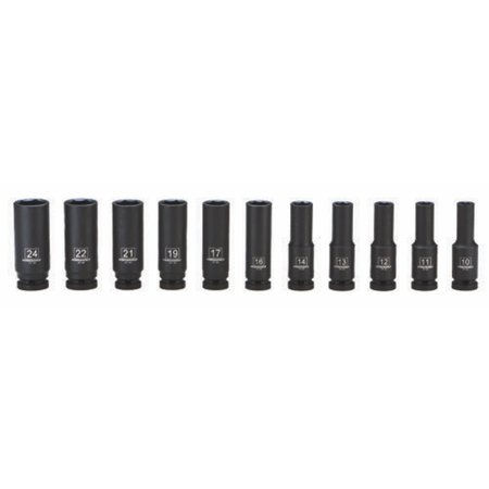 POWERBUILT 11Pc 1/2" Drive Metric Impact Deep Socket Set 647048